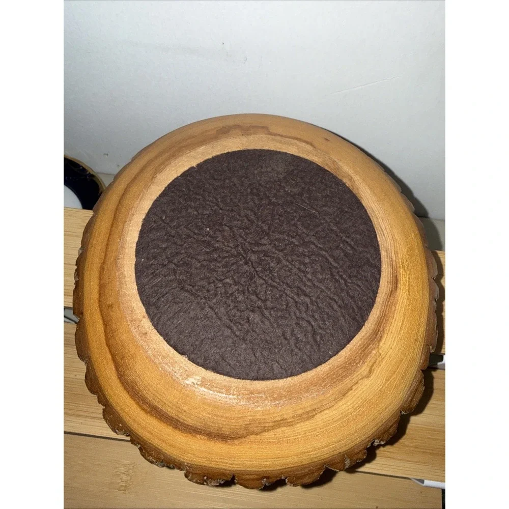 Vintage Wood Nut Cracking Bowl W Natural Tree Bark